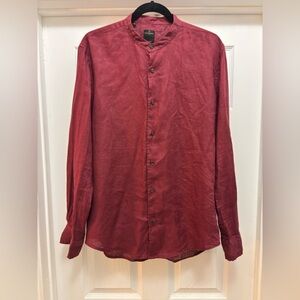Men's Red Casual Button Down Shirt